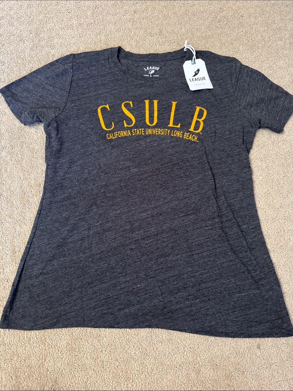 League Cal State Long Beach CSULB Women’s Charcoal Gray Logo T-Shirt